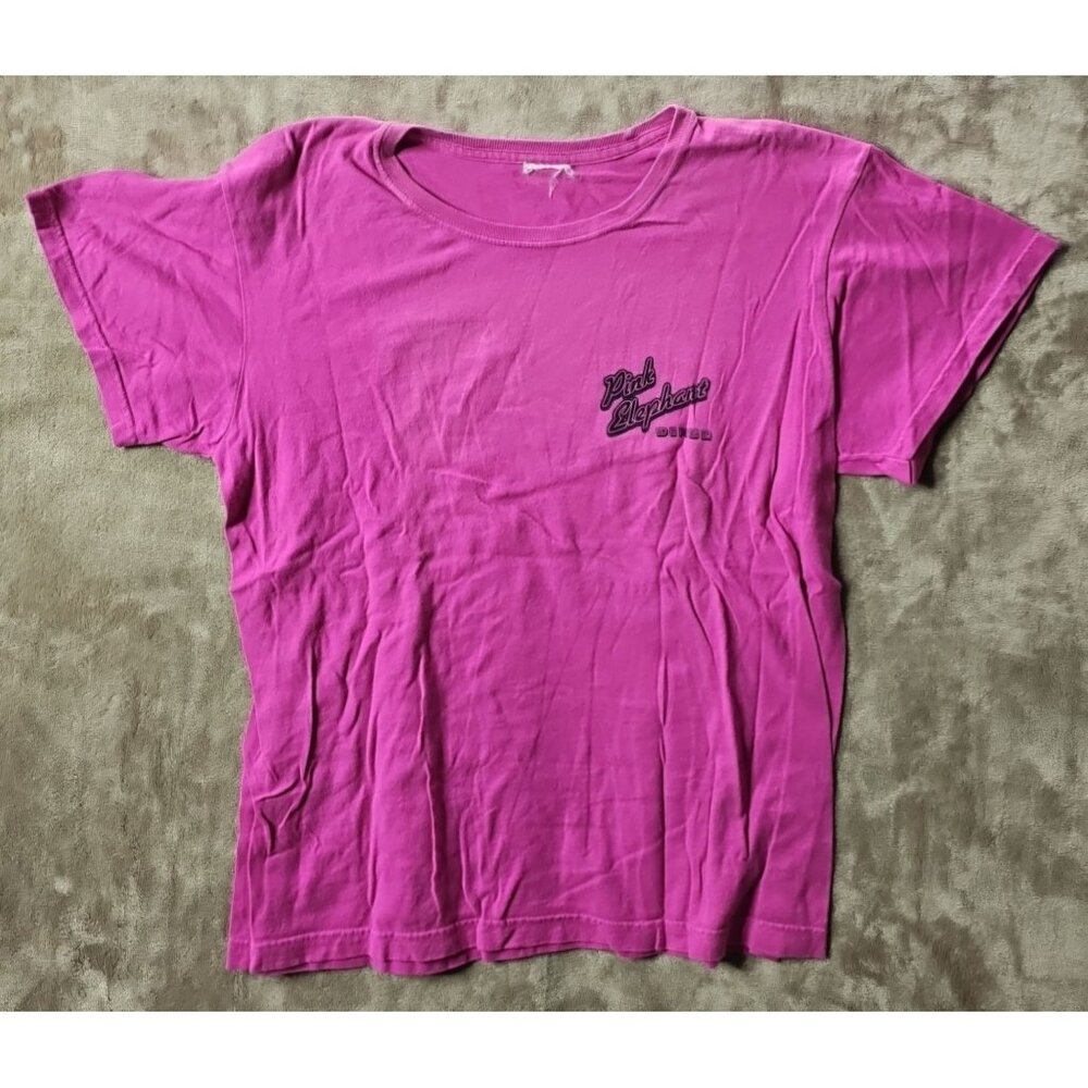 Pink Elephant Diner T-Shirt Cotton Women Medium